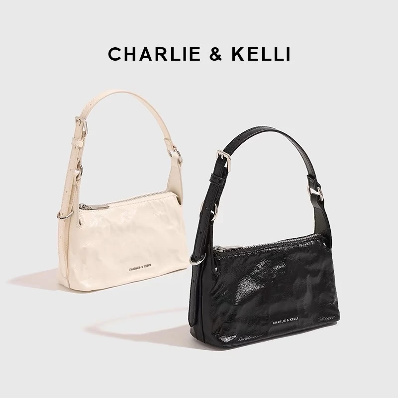 CHARLIE KELLI2024包包女褶皱复古腋下包高级手提斜挎包2024新款