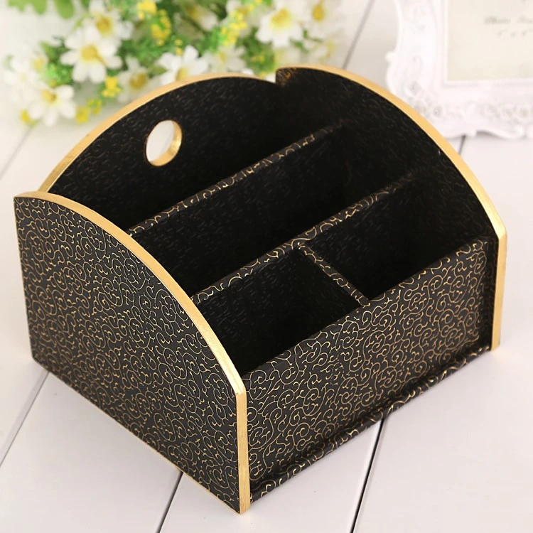 木质皮革收纳筐遥控器收纳盒客厅酒店KTV创意桌面茶几整理储物盒