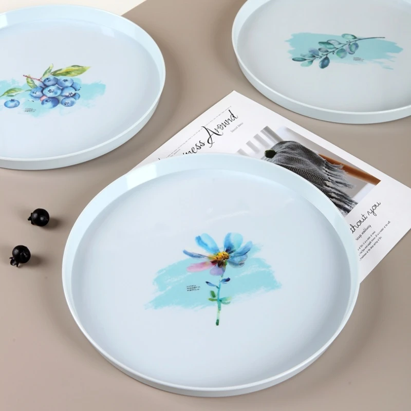 茶盘放杯子的圆形北欧托盘现代创意家用水杯水壶茶杯盘塑料托盘