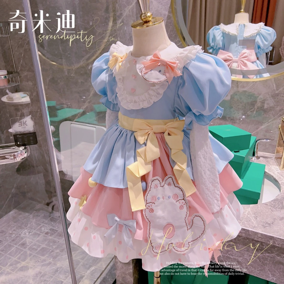 （小猫咪）奇米迪女童洛丽塔公主裙春长袖动漫儿童连衣裙14099
