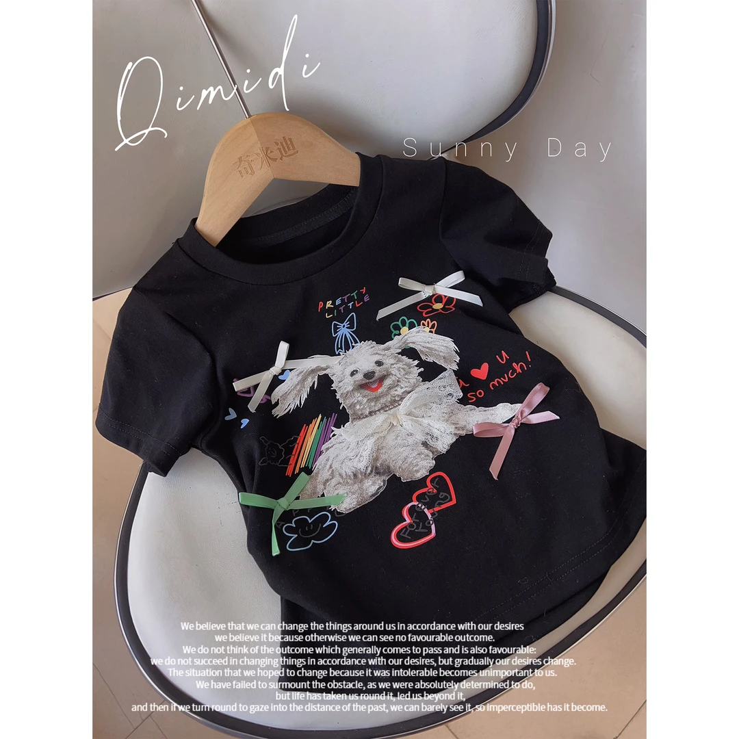 现货【可爱狗狗】奇米迪女童洛丽塔卡通短袖夏洋气T恤21356