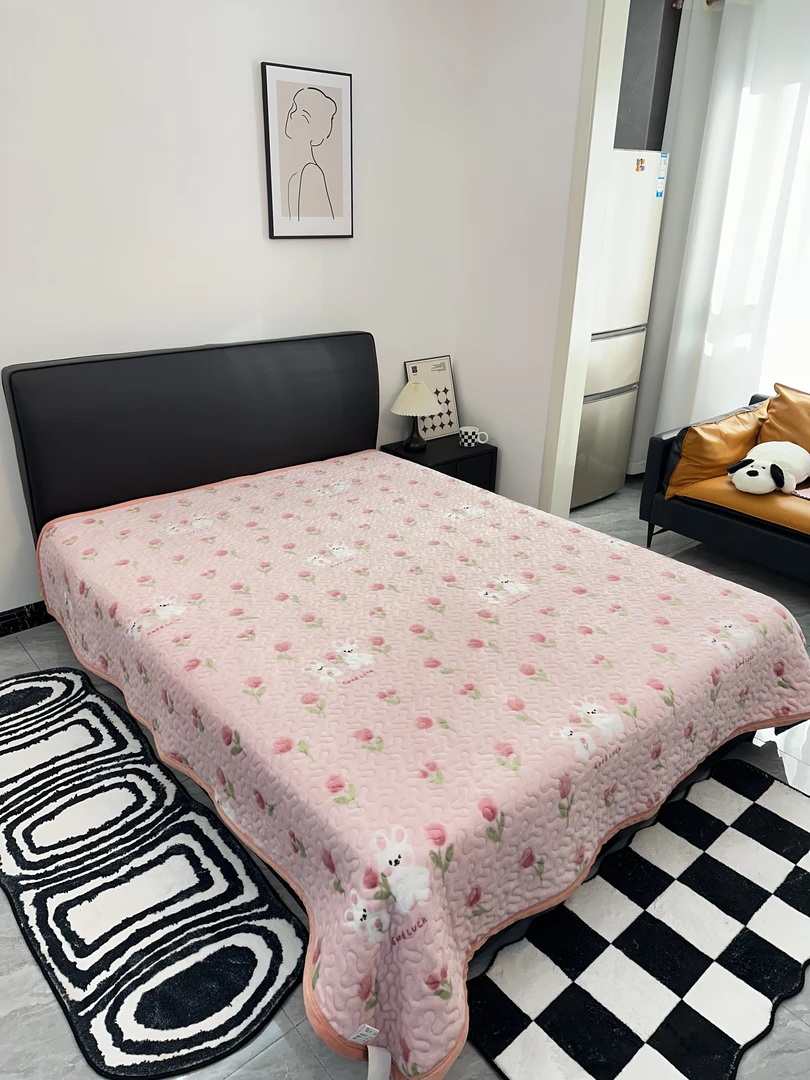 【秋冬新款】牛奶绒床盖可机洗不跑床加厚绗缝绒绒床盖榻榻米床单