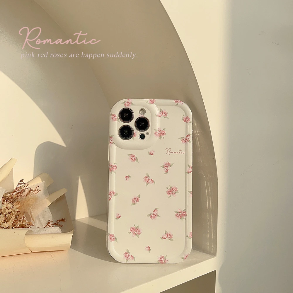 ins粉色玫瑰花适用iPhone11手机壳苹果14pro max春天13全包12套14