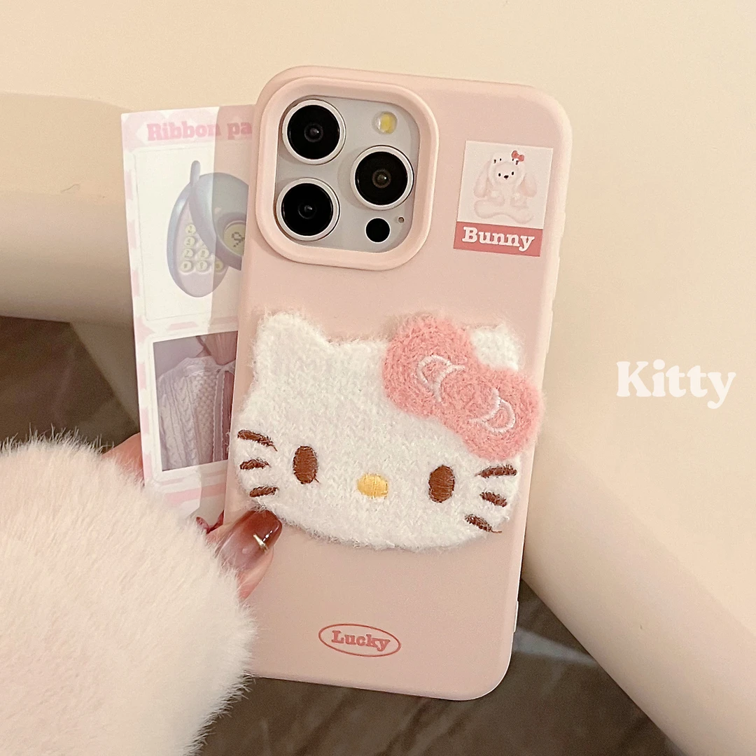 绒布薄款蝴蝶猫甜酷苹果16手机壳iphone14适用15promax软壳13可爱