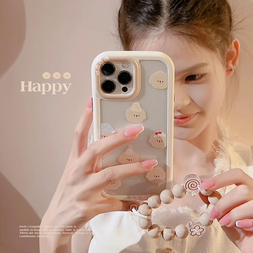 奶油小狗手链适用14苹果手机壳iPhone13ProMax可爱12硬壳11韩系壳