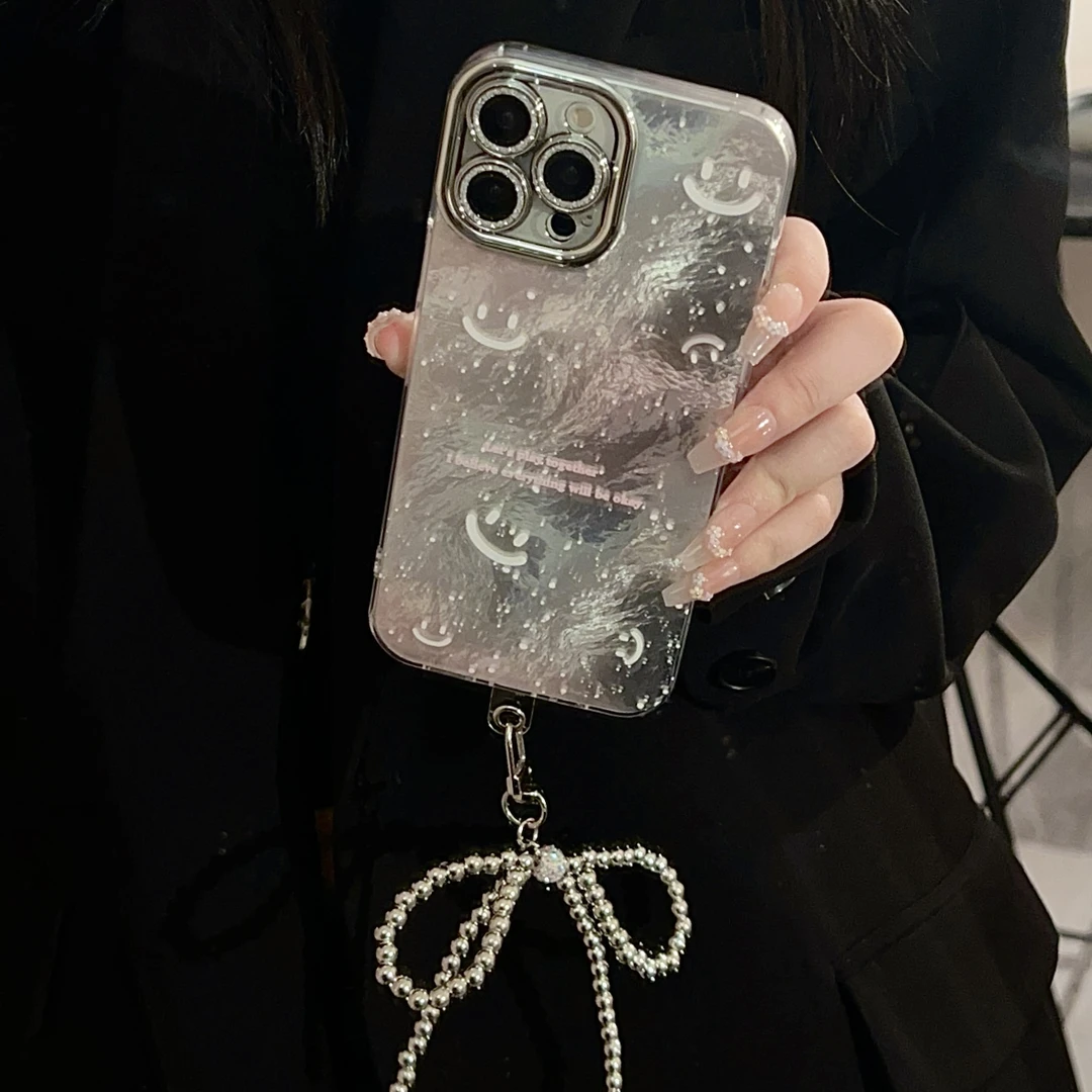 新款冰川纹适用14promax手机壳苹果15镜头膜iphone13笑脸12挂件11
