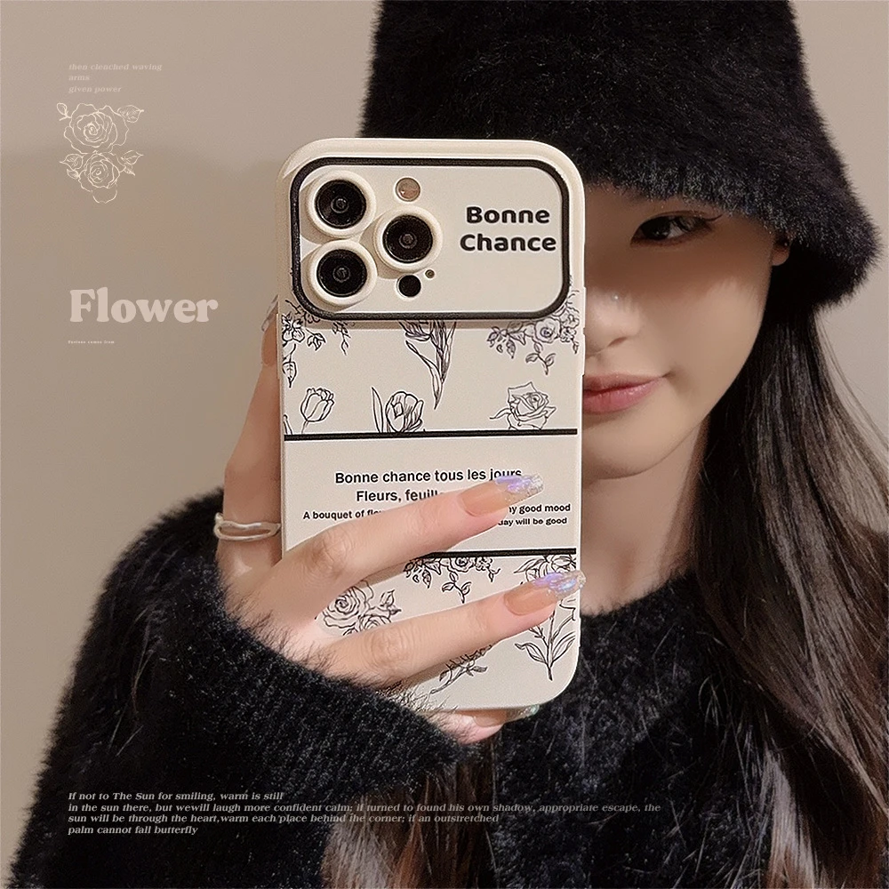 素描玫瑰郁金香适用苹果15promax手机壳iphone14气质11全包13简约