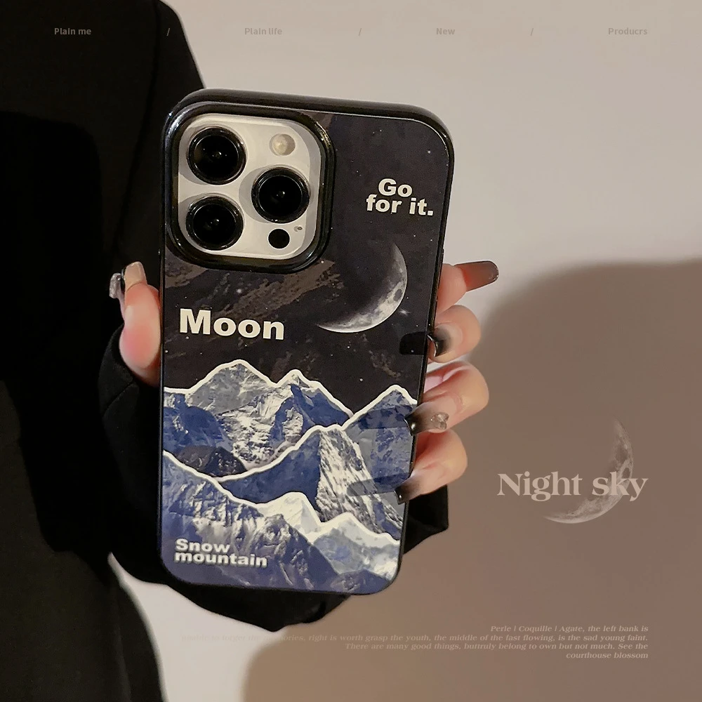 寒月雪山适用14ProMax苹果手机壳iPhone13潮牌冷淡风12软11个性XR