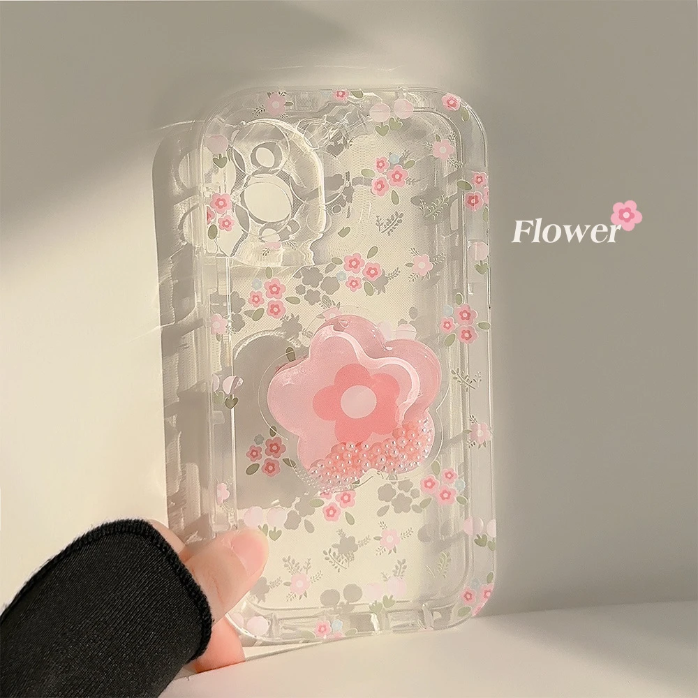 粉碎花流沙支架14promax苹果手机壳13透明iphone14适用11多巴胺12