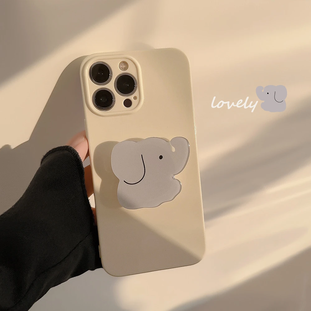 奶黄大象支架iphone13手机壳苹果14pro max韩风12硅胶软11适用14