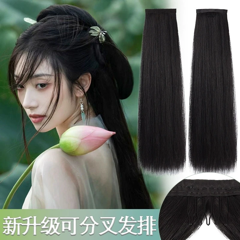 丝慕汉服假发片一片式古风接发玉米须可分叉发排古装盘发造型蓬松