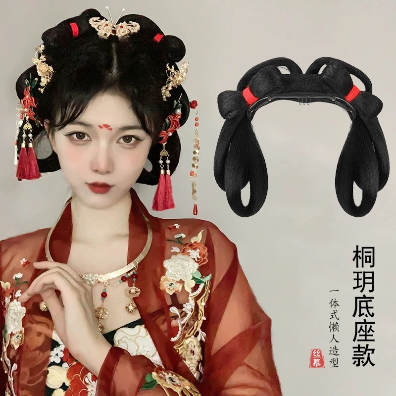 汉服假发一体式发箍女古装全头套日常盘发发髻造型古风明制垫发包
