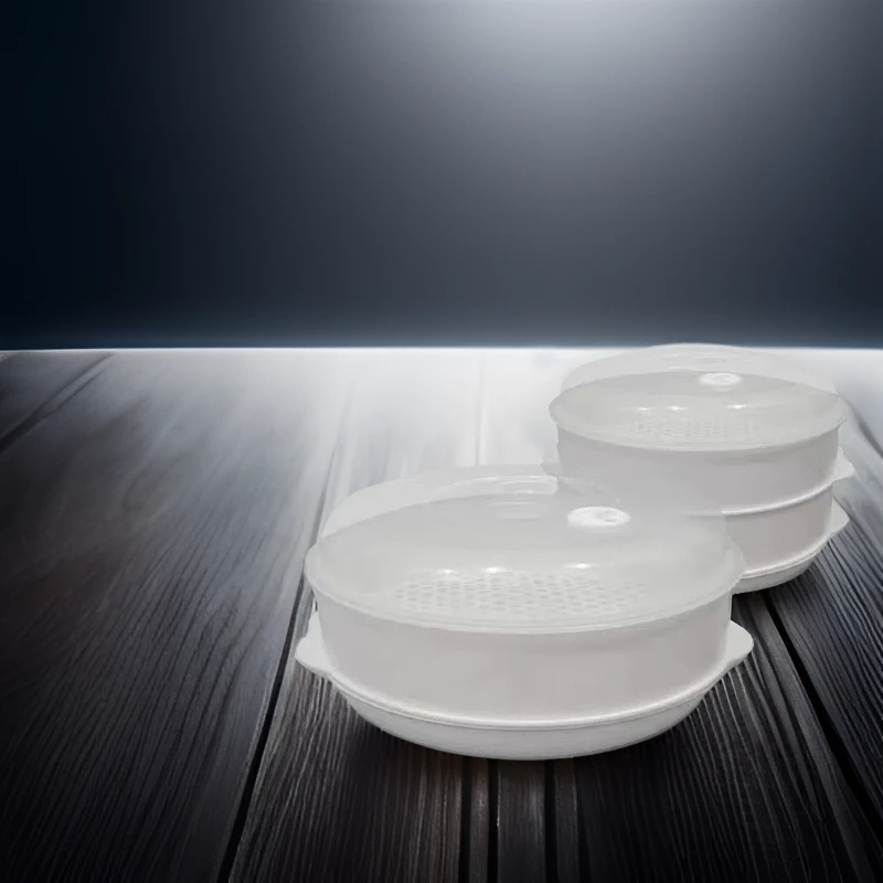 多功能蒸笼现货供应圆形塑料蒸笼 多层叠加微波炉饭笼现货