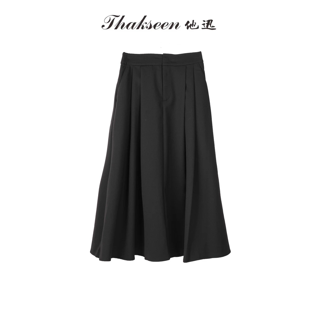 thakseen/他迅经典初剪羊毛松紧腰赫本风女半身裙  524054410009