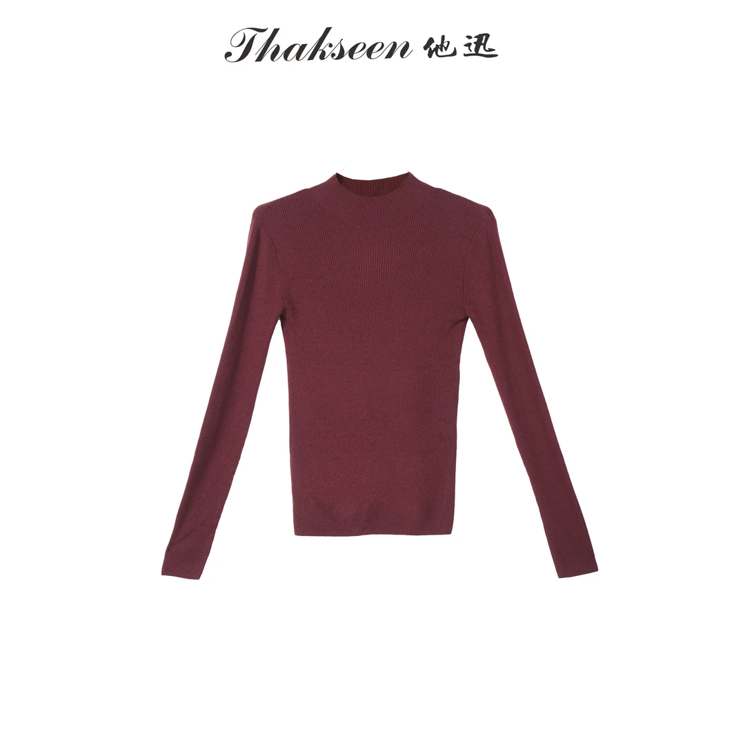 thakseen/他迅百搭羊毛高领/立领修身打底长袖毛衣424458210705