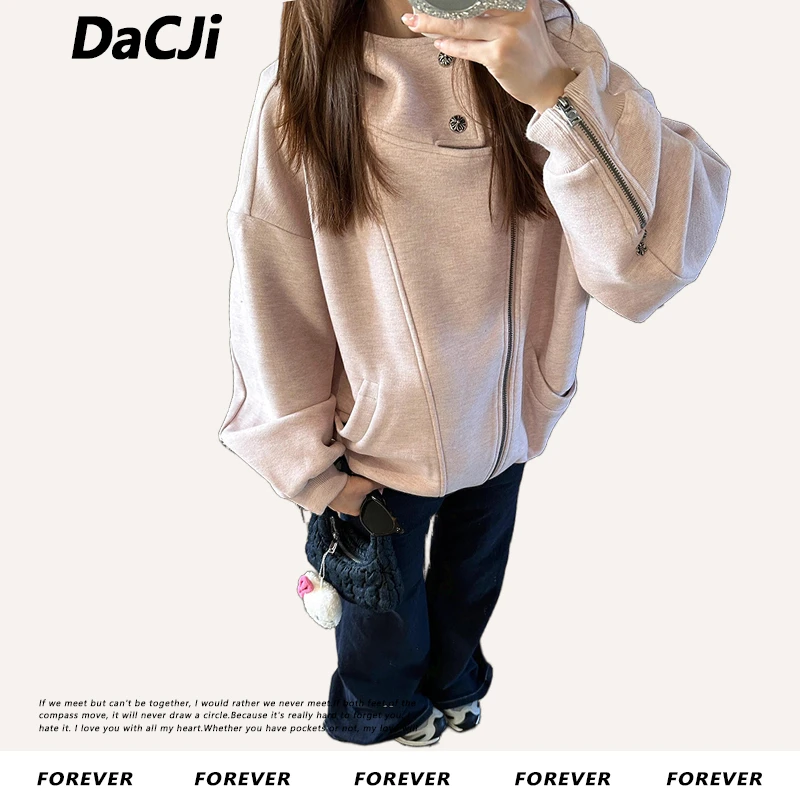 2024新款粉色连帽卫衣外套秋冬季爆款女装美式短款拉链夹克上衣