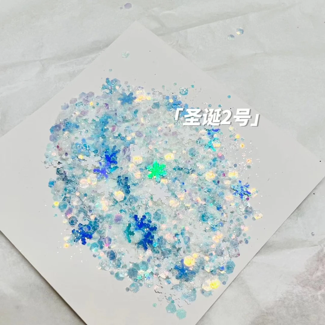 圣诞节雪花圣诞树十字架蝙蝠亮片手工流沙麻将DIY材料滴胶爆款