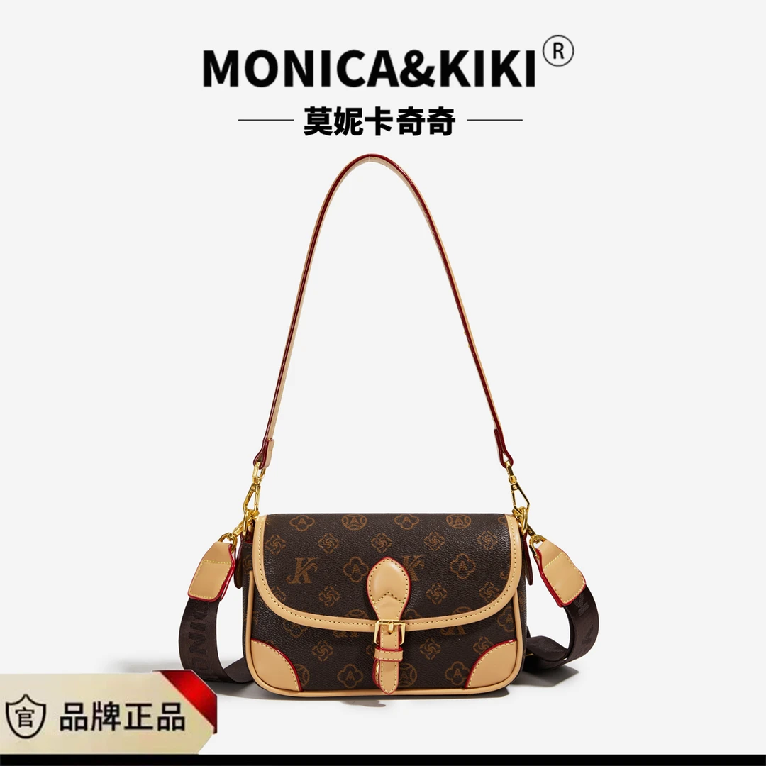 MONICA KIKI/莫妮卡奇奇2024新款经典复古小众百搭单肩斜挎法棍包