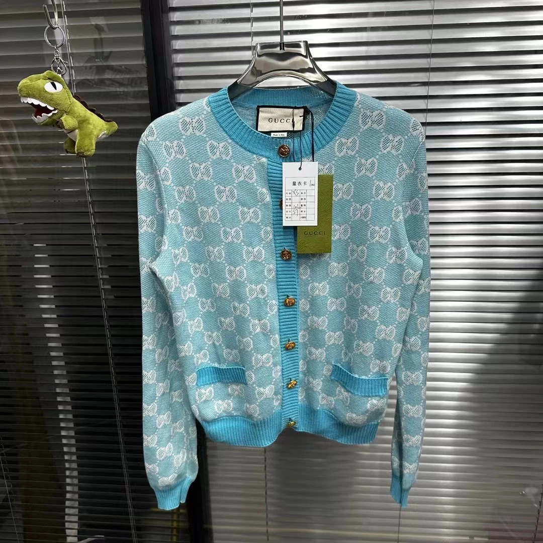 全新未使用 GUCCI/古驰 蓝色满印gg开衫/xs/m码