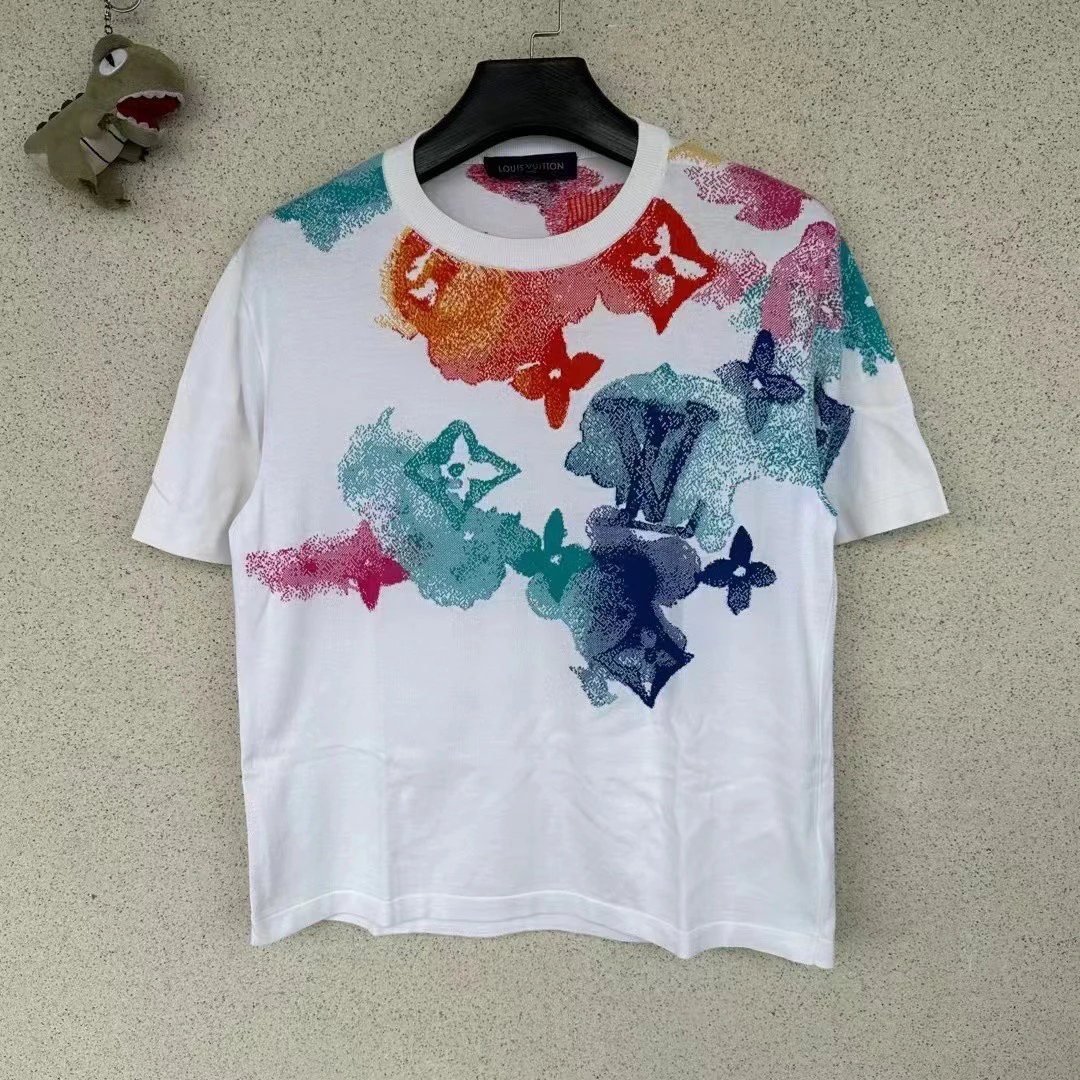 95新 LouisVuitton/路易威登 98LV水墨logo短袖/L码