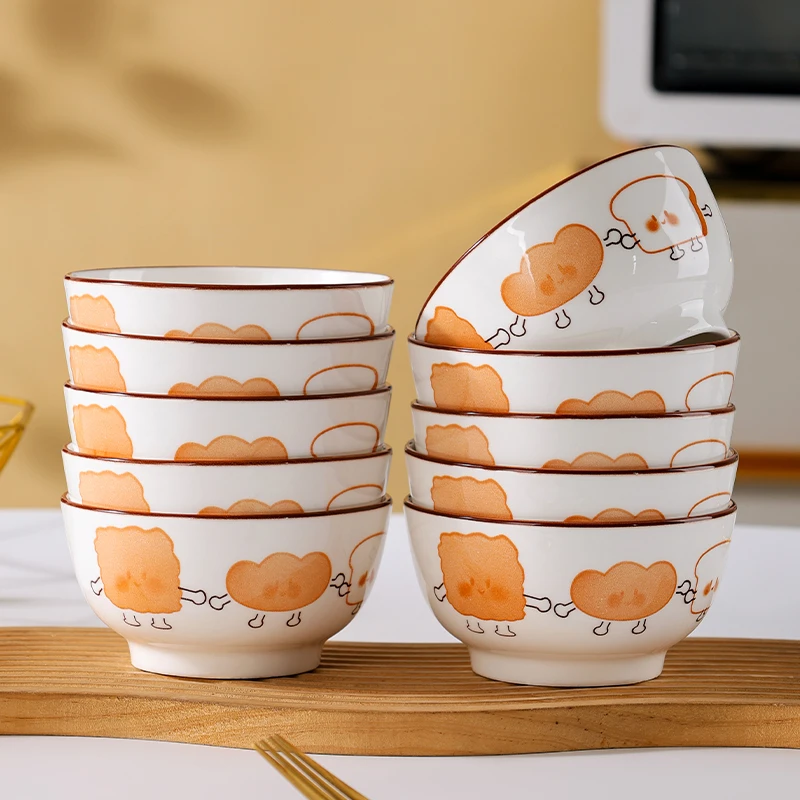 可爱食再行新款陶瓷饭碗高颜值卡通创意家用米饭碗儿童饭碗餐具