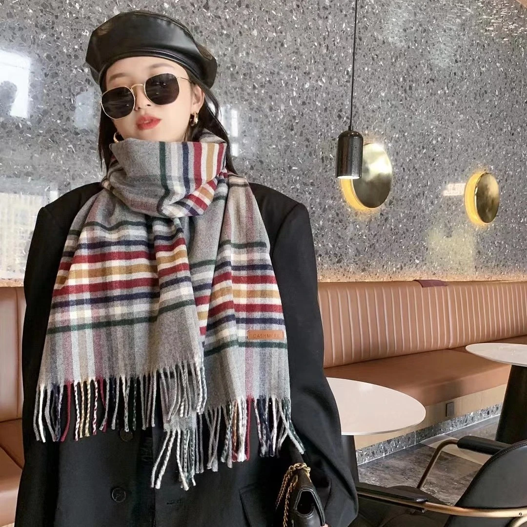 内蒙古厂家直邮羊毛格子围巾41cm✖️2米冬季围巾时尚百搭男女通用