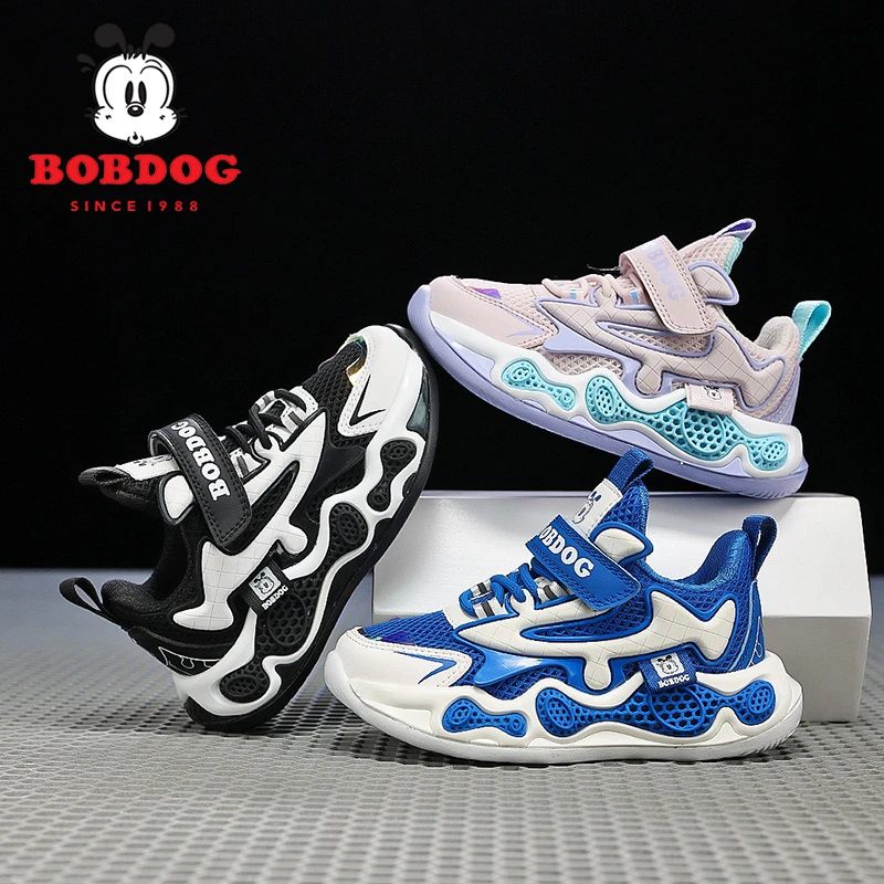 巴布豆儿童鞋春季新款魔术贴网面透气运动跑步鞋S400-LJ