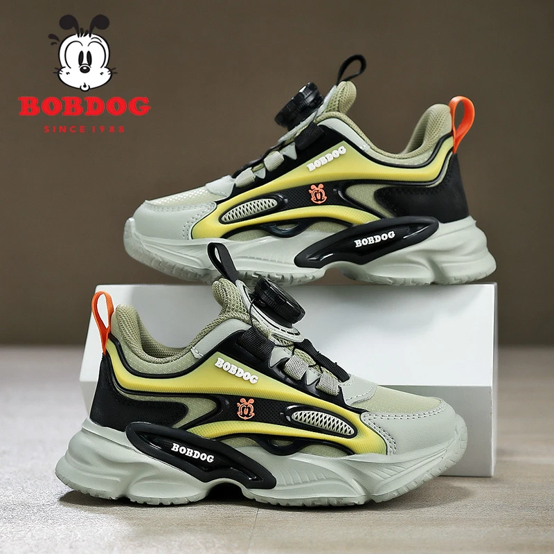 【耀选专属】巴布豆2025新款防水皮面纽扣中大童软底儿童运动鞋S377