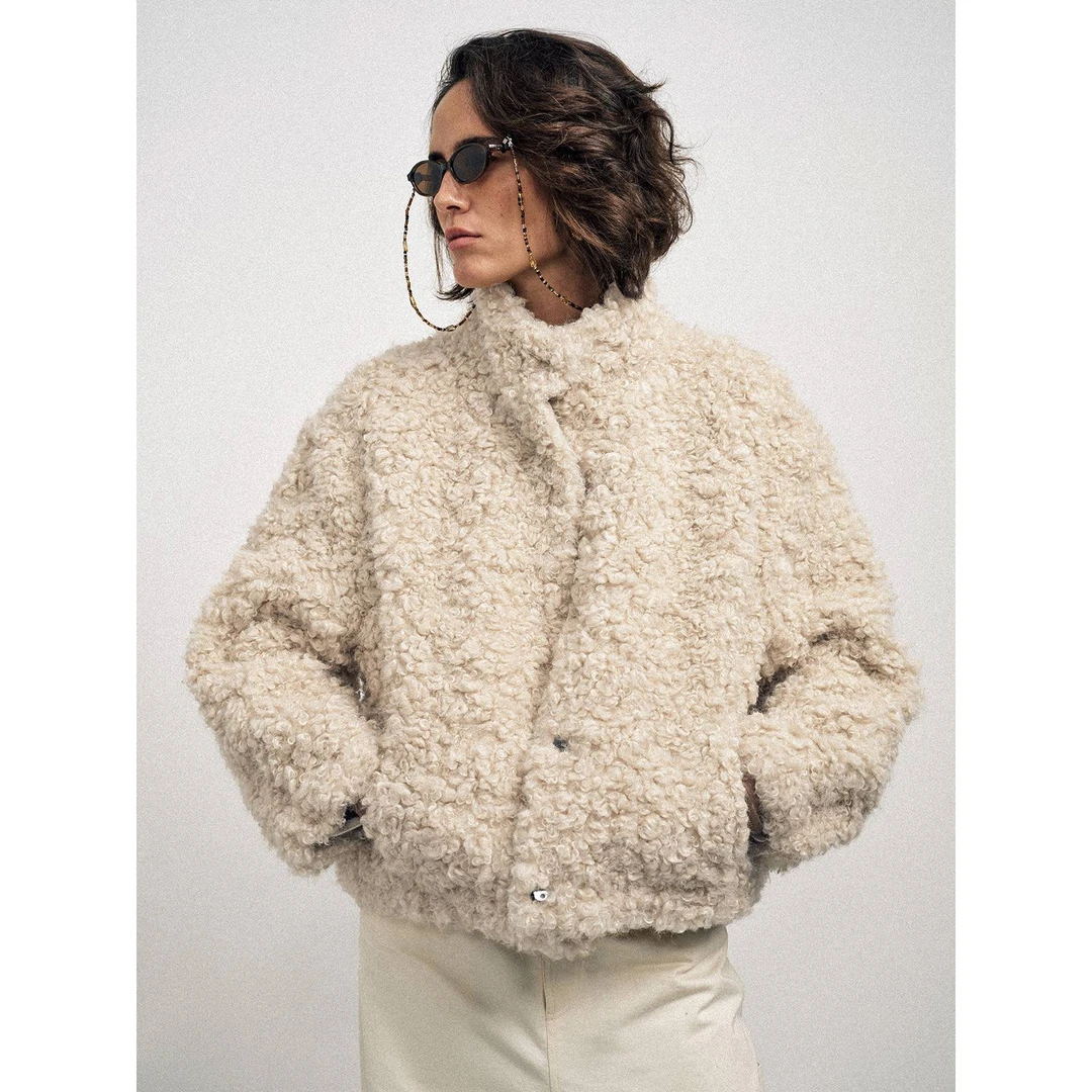 接骨木 守护仿羊毛大圈圈保暖90白鸭绒羽绒服短外套