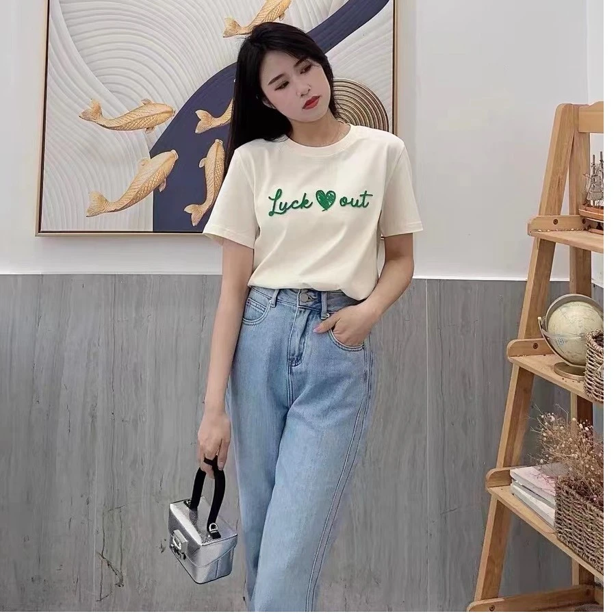 夏季新品冰氧吧T恤透气抗皱圆领亲肤爱心牙刷绣短袖BK412