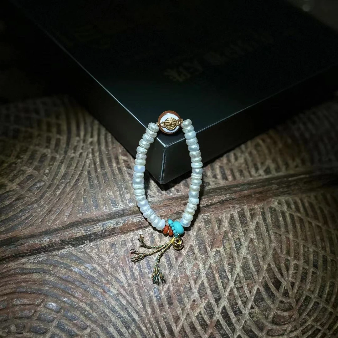 合金琉璃手链 YS9034 【千年古珠老物件】白色带配饰单圈手链