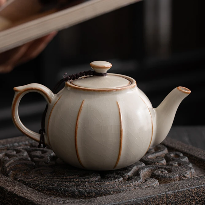 古道源汝窑茶壶可开片陶瓷泡茶壶家用单壶带过滤中式功夫茶具单壶