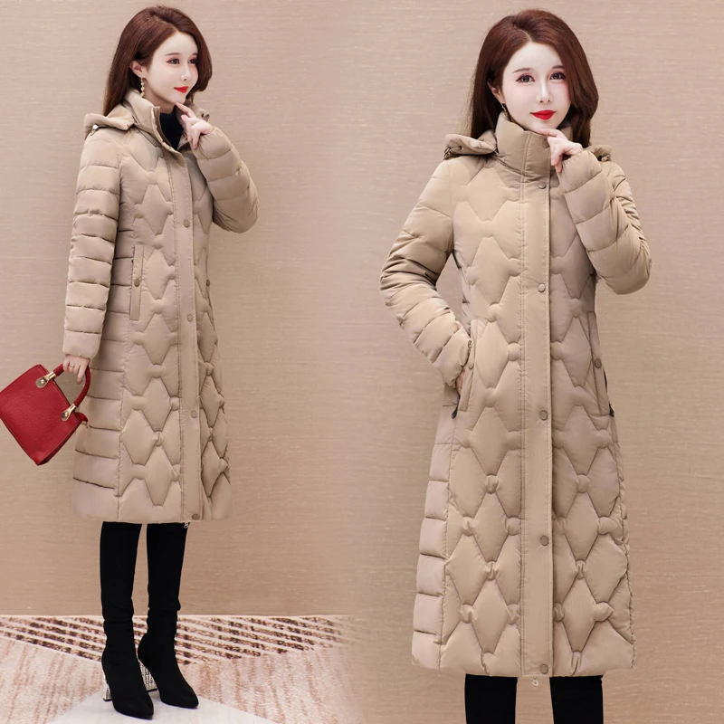 冬季棉衣收腰显瘦洋气妈妈中长款棉服女冬加厚长过膝女装保暖外套