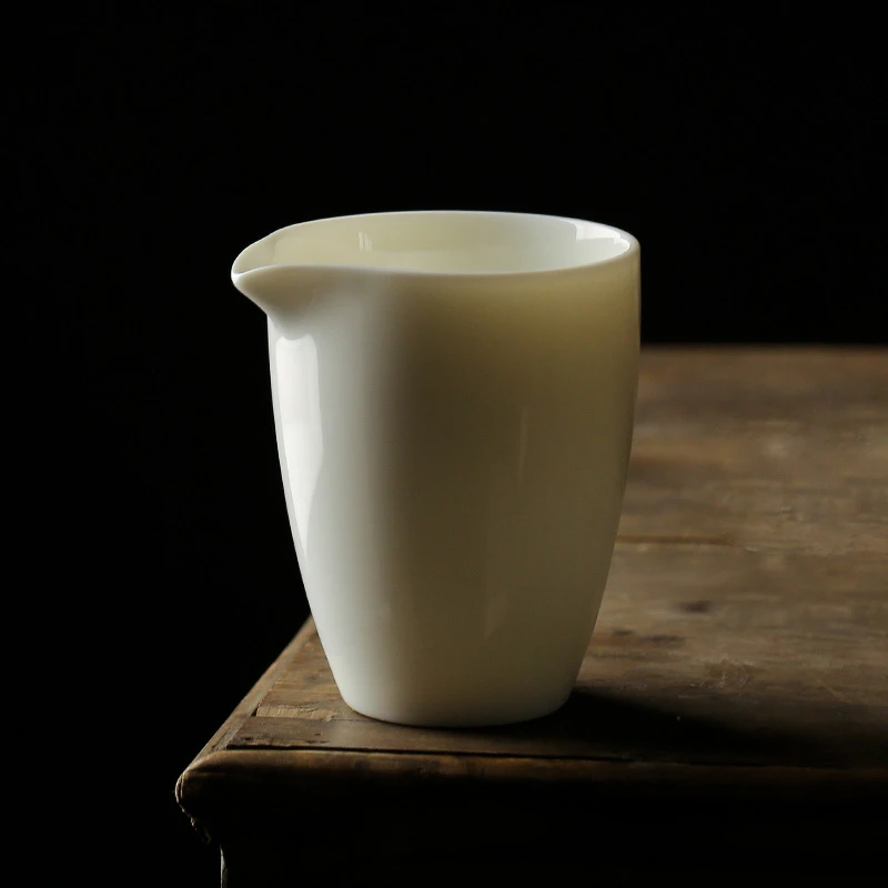 德化白瓷公道杯陶瓷分茶器家用日式茶海纯白素雅家用功夫茶具配件