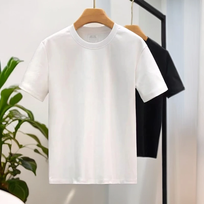 49断码男士轻奢时尚短袖宽松休闲薄款中老年上衣夏季弹力半袖