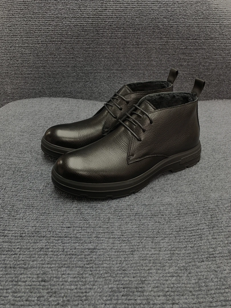 A888-1橡胶底经典百搭男士高帮靴简约商务男皮鞋冬季加绒保暖靴子