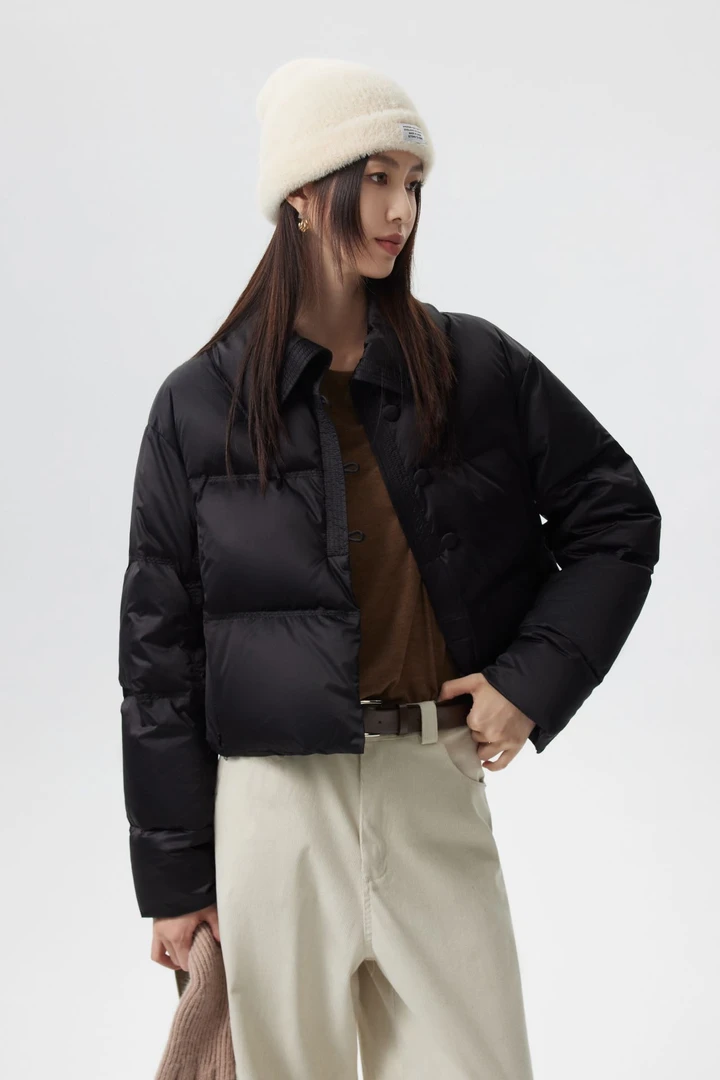 【三十梦】新款绸缎面料款短款羽绒服时尚设计款83010