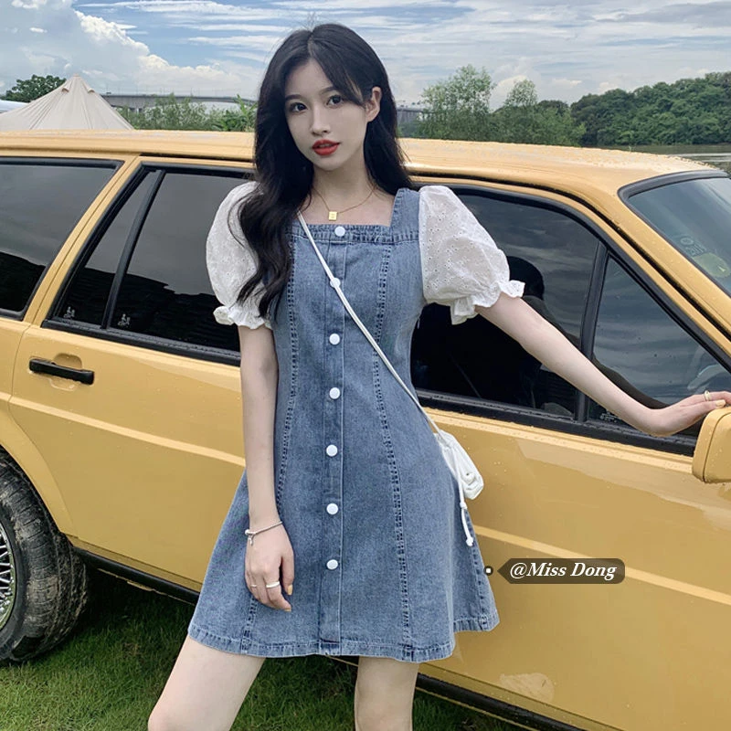 夏季牛仔连衣裙2024今年流行新款女装夏天气质小个子减龄修身裙子