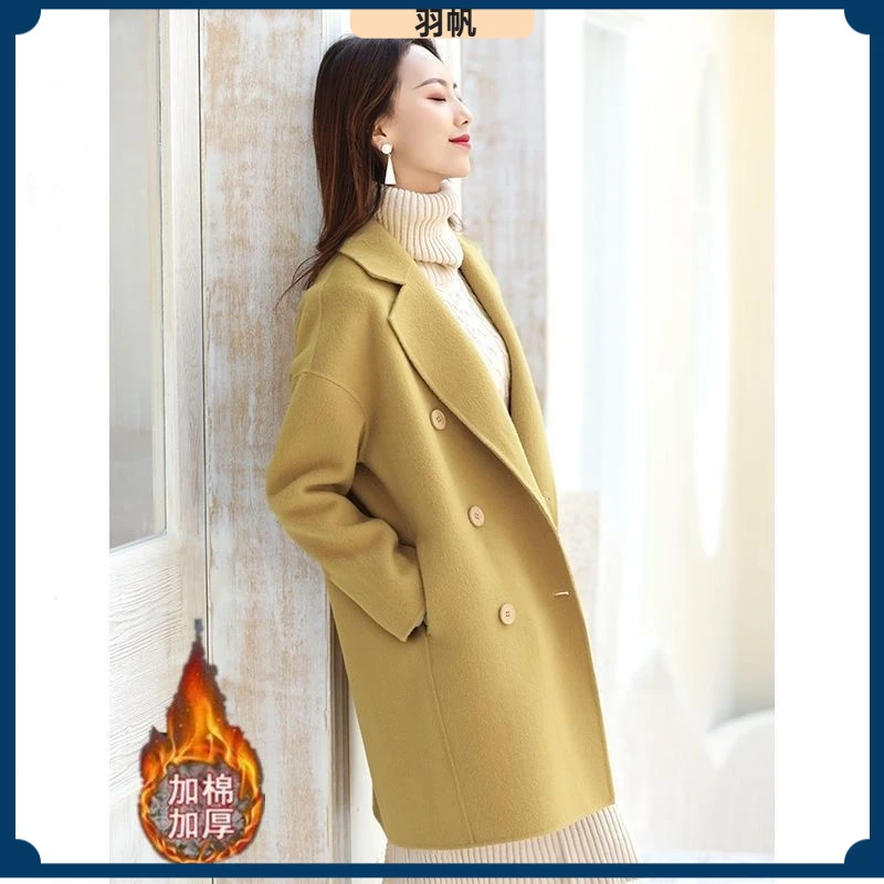 1加棉加厚毛呢外套女2024春秋冬季新款小个子洋气上档次中长款呢I