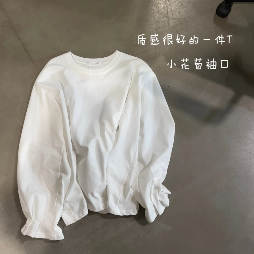 韩系ins袖子拼接衬衫料法式T 2905