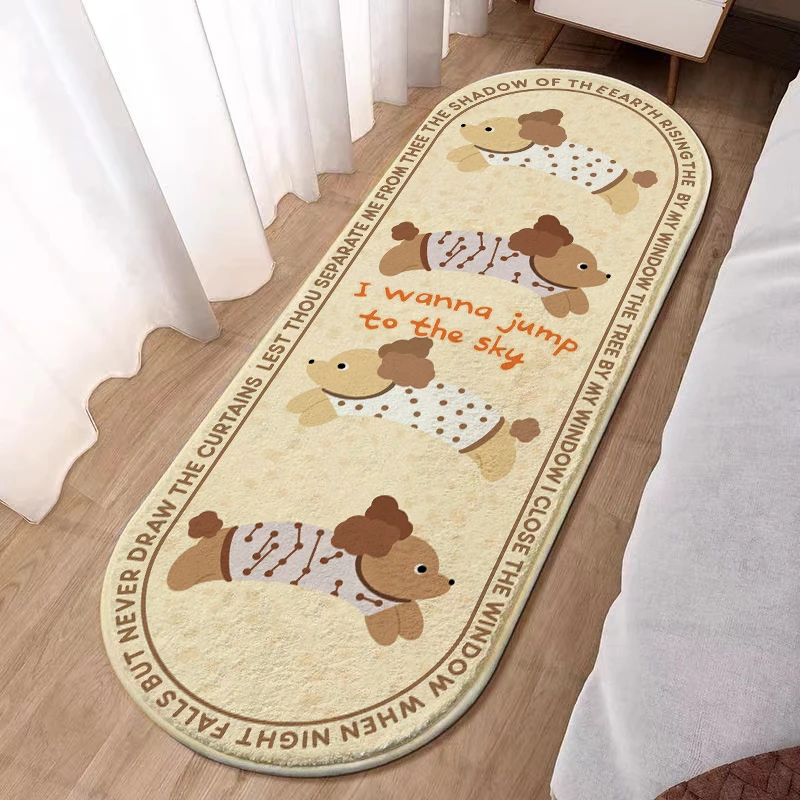 【西域猫】卡通修勾可爱卧室床边毯耐脏仿羊绒客厅茶几地垫飘窗垫F