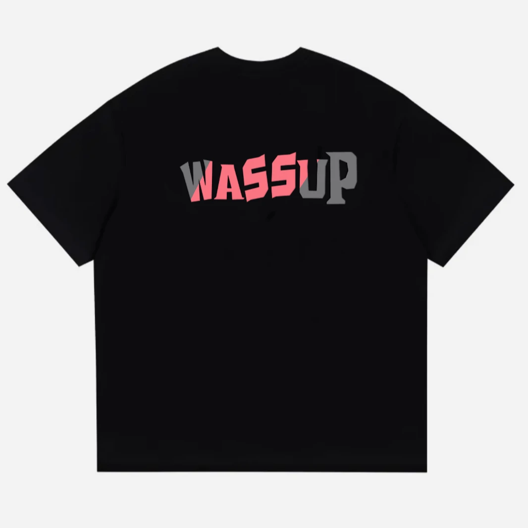 【双纱棉重磅】百搭短袖圆领宽松夏季复古美式小领口黑色印花半袖