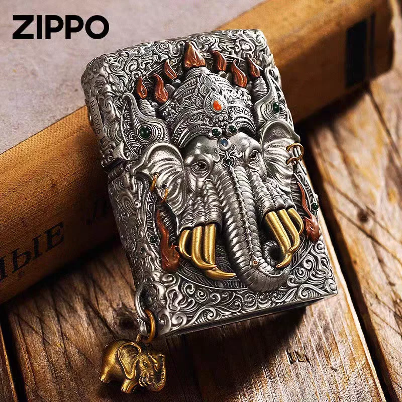 ZIPPO打火机/【六牙神象】夜光霸气复古重盔甲送礼DYJ1