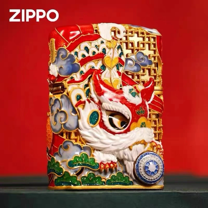ZIPPO/之宝打火机/花丝珐琅-重甲舞狮-送礼-收藏-DYJ1