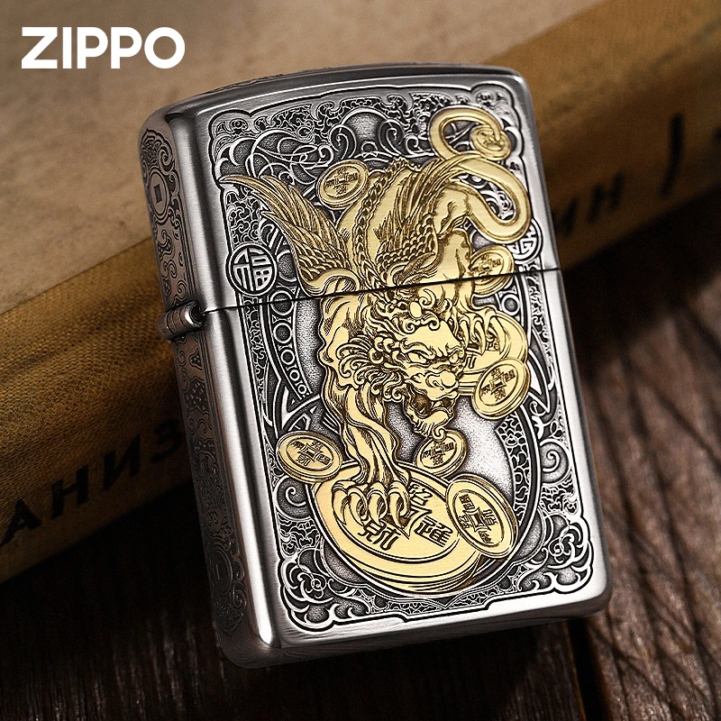 ZIPPO正品打火机/镀银鎏金【招财貔貅】个性送礼DY9910FD【凯亚1