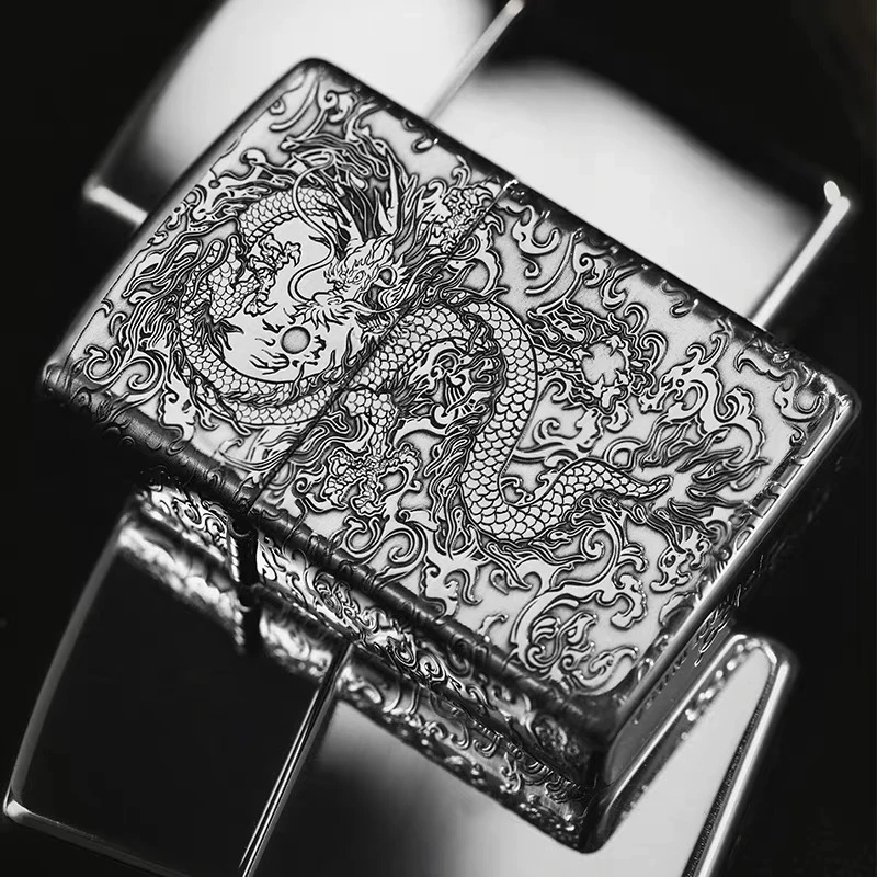 ZIPPO/之宝打火机-s925银雕刻祥云龙纹-经典男士个性-DYJ1
