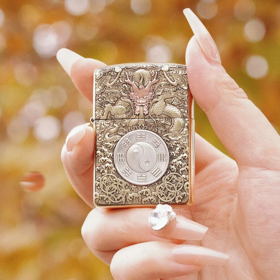 ZIPPO/之宝打火机-乾坤如意祥云瑞龙-紫铜镶嵌-DYJ1