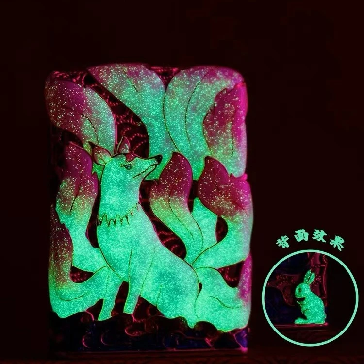 ZIPPO/之宝打火机正品-夜光九尾狐-花丝珐琅彩-国潮礼盒-PWJ1