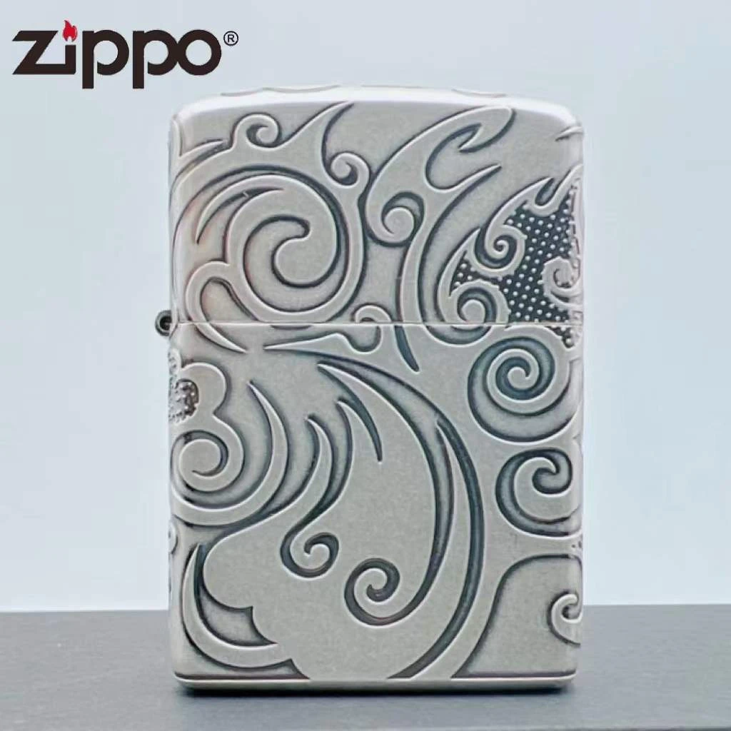ZIPPO打火机官版LORIG200.19-0005-C01古银盔甲流云淬火-TCJ1