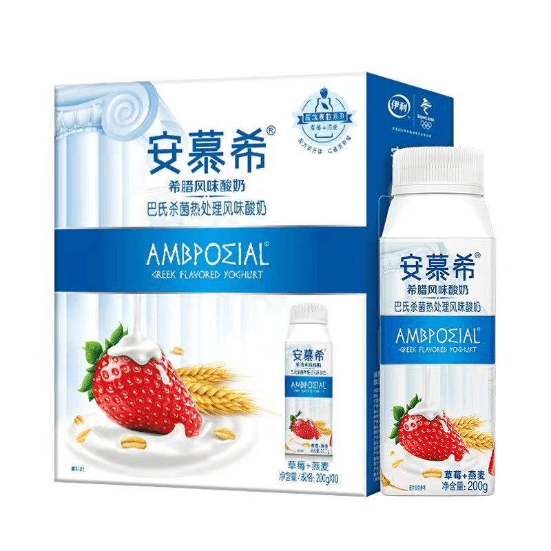 （8月产） 伊利安慕希草莓燕麦希腊风味酸奶200g*10盒常温酸奶